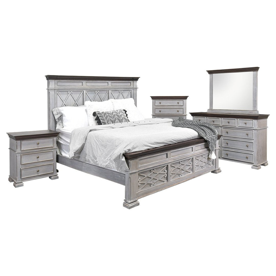 Bella Castello Gray Queen Bed, Dresser & Mirror