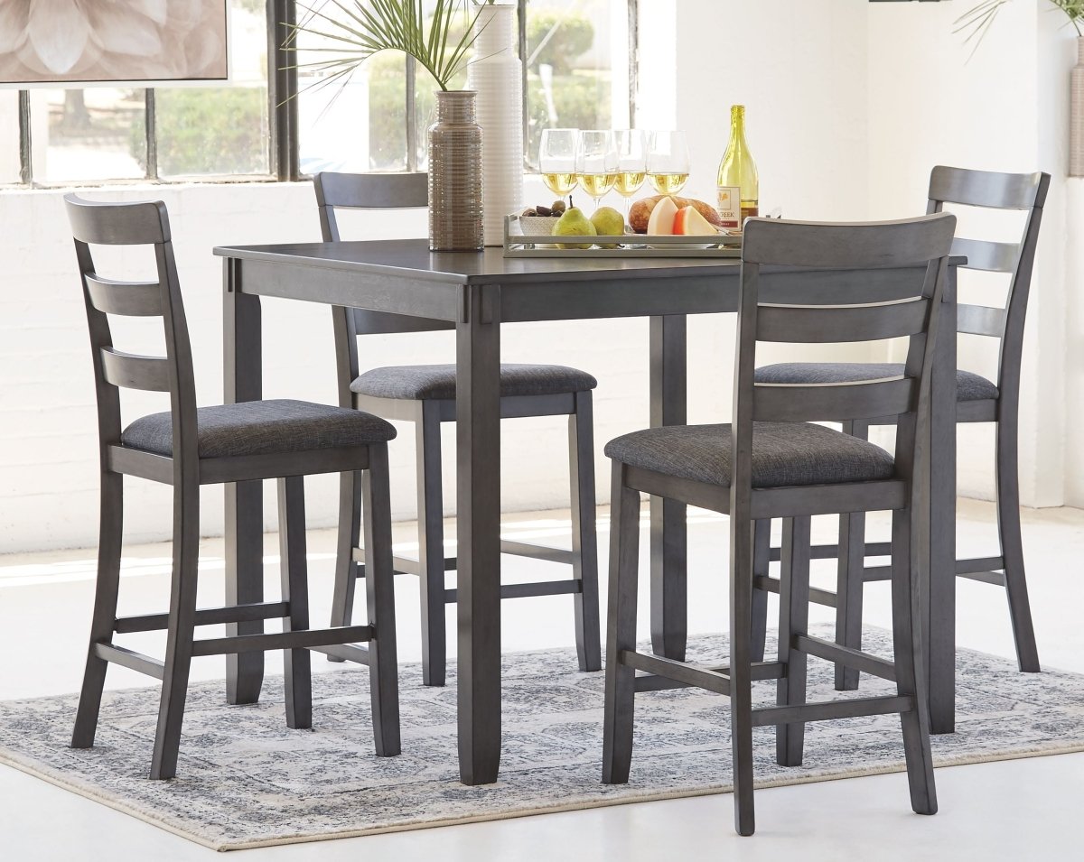 Bridson Gray 5 Piece Square Counter Table Set – WCC Furniture ...