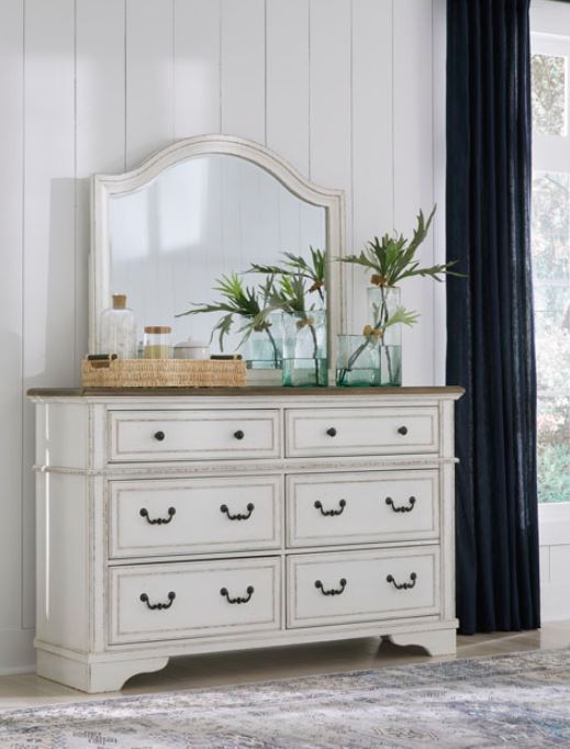Brollyn King Upholstered Panel Bed, Dresser & Mirror