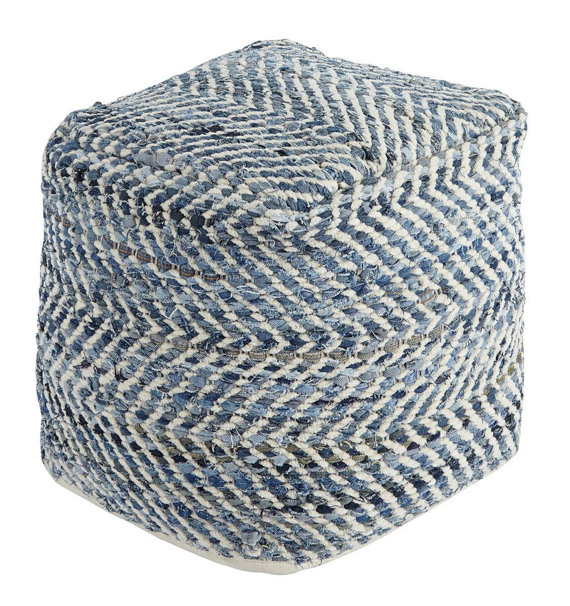 Chevron Blue Pouf - WCC Furniture & Mattress Center Lafayette & Lake Charles