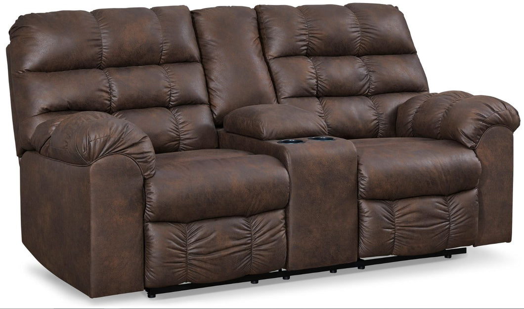Derwin Nut Reclining Loveseat with console