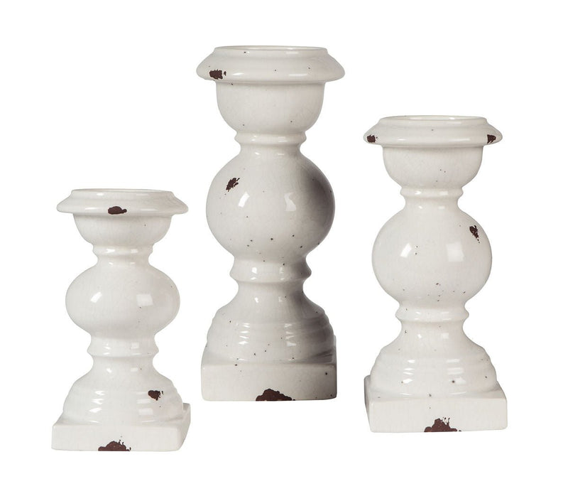Devorah Antique White Candle Holder Set - WCC Furniture & Mattress Center Lafayette & Lake Charles