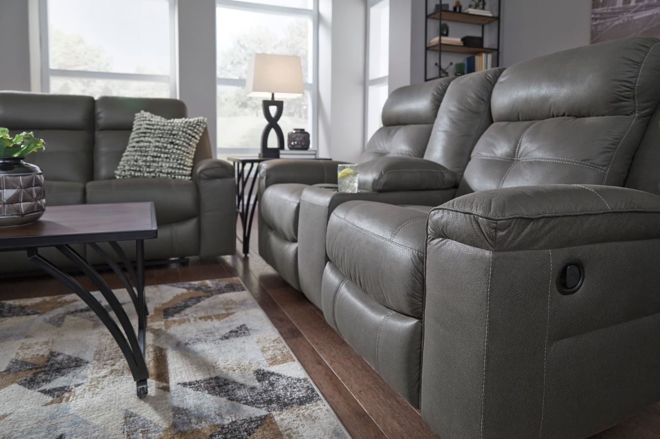 Jesolo  Dark Gray Double Rec Loveseat w/Console