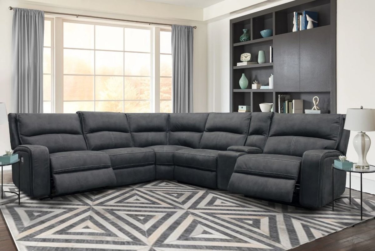 Jess Slate 6 Piece Power Reclining Sectional - WCC Furniture & Mattress Center Lafayette & Lake Charles