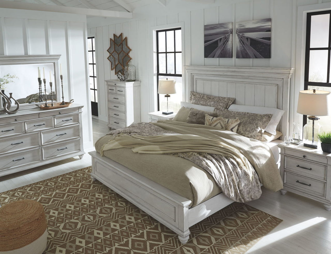 Kanwyn Whitewash King Panel Bed