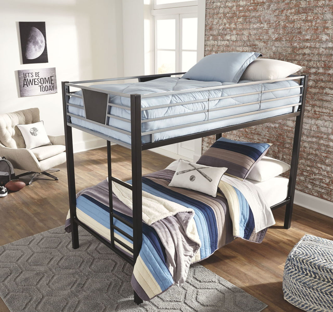 Dinsmore Black/Gray Twin/Twin Bunk Bed w/Ladder