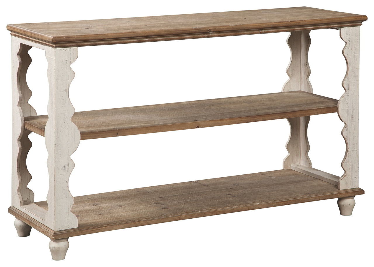 Alwyndale Antique White/Brown Console Sofa/Couch Table