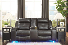 Load image into Gallery viewer, Kempten Black Double Rec Loveseat w/Console
