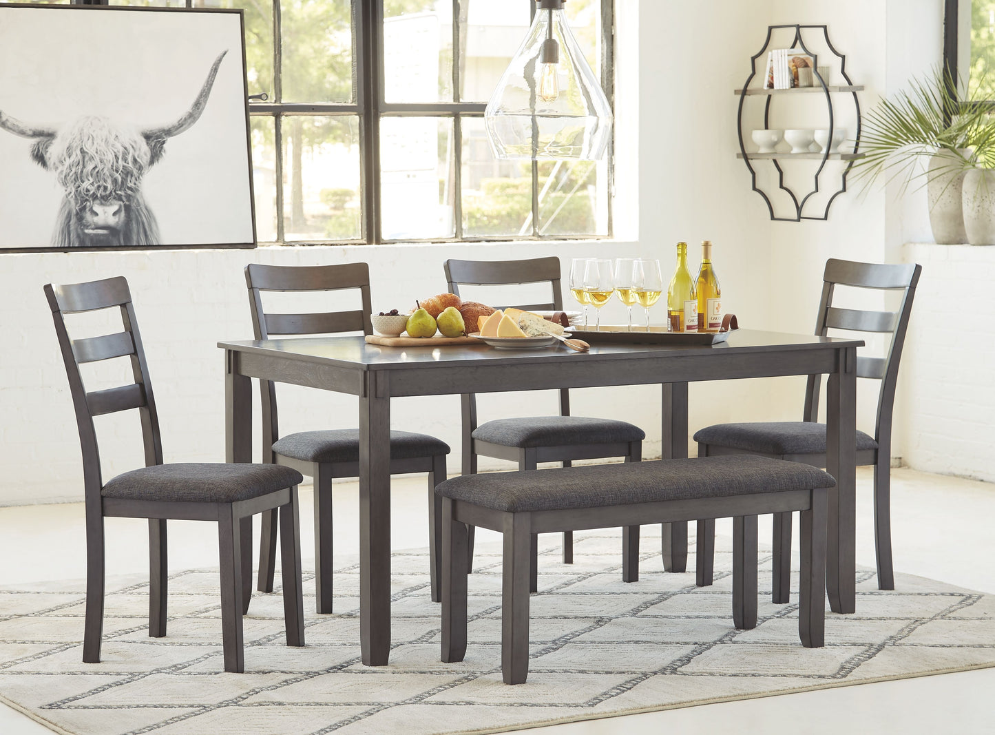 Bridson Gray 6 Piece Rectangular Table Set