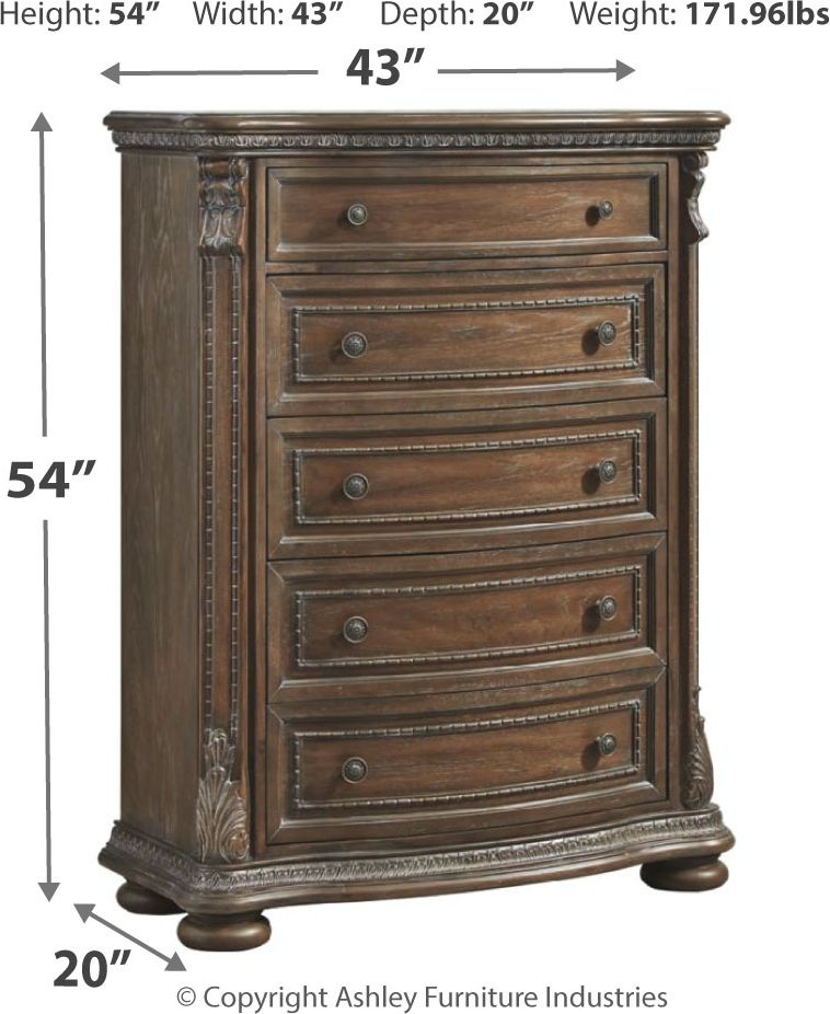Charmond Brown Five Drawer Chest