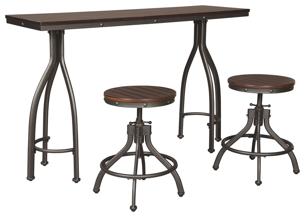 Odium Rustic Brown 3 Piece Rectangular Dining Room Counter Table Set