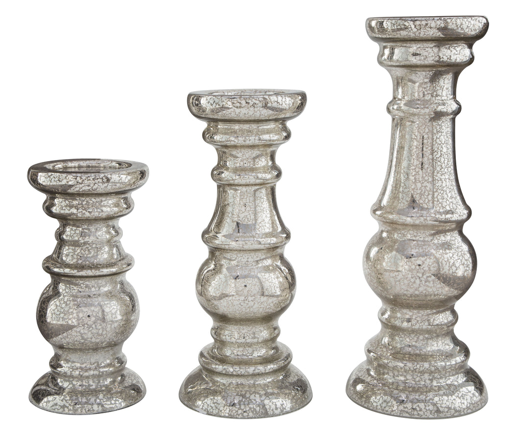 Rosario Silver Finish Candle Holder Set (3/CN)