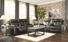 Load image into Gallery viewer, Kempten Black Reclining Sofa/Couch &amp; Double Reclining Loveseat with Console
