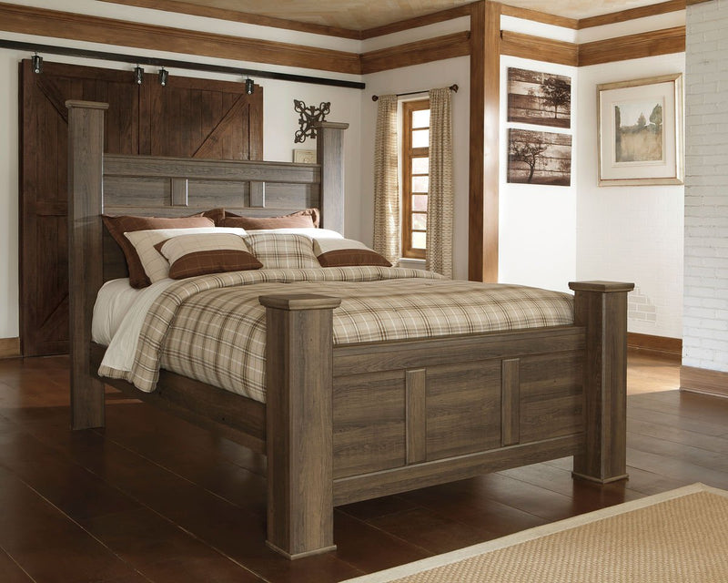Juararo Dark Brown Poster Bed - WCC Furniture & Mattress Center Lafayette & Lake Charles