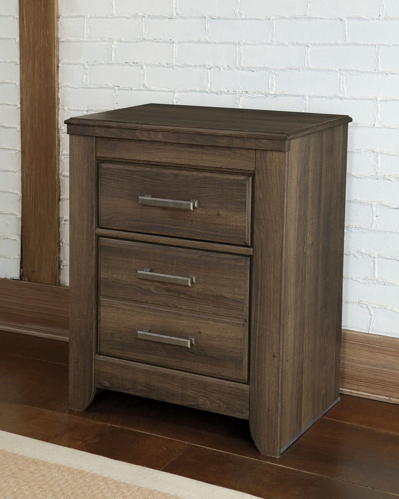 Juararo Dark Brown Two Drawer Night Stand - WCC Furniture & Mattress Center Lafayette & Lake Charles