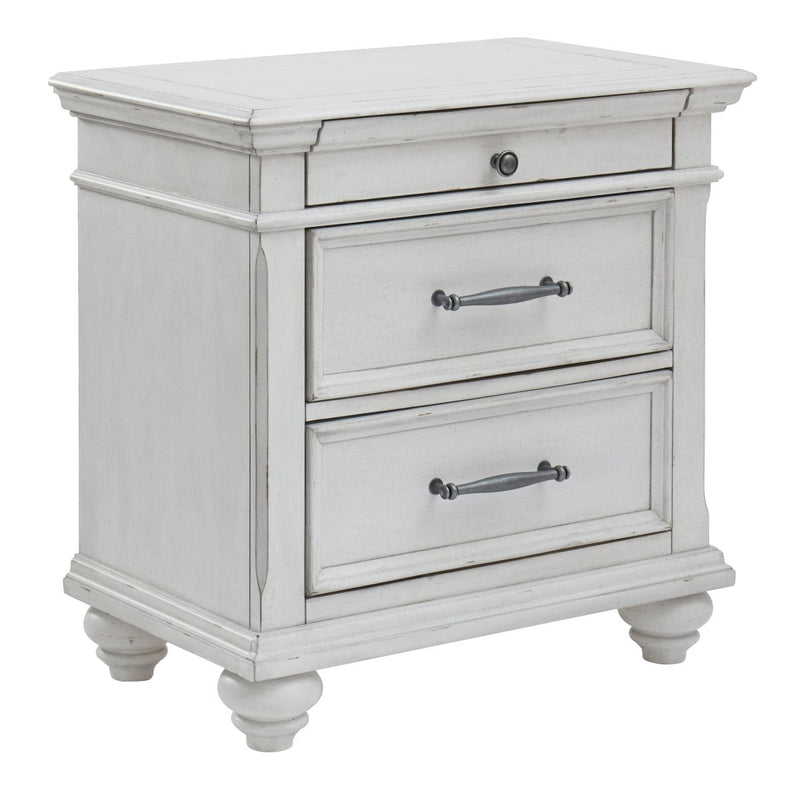 Kanwyn Whitewash Three Drawer Night Stand - WCC Furniture & Mattress Center Lafayette & Lake Charles