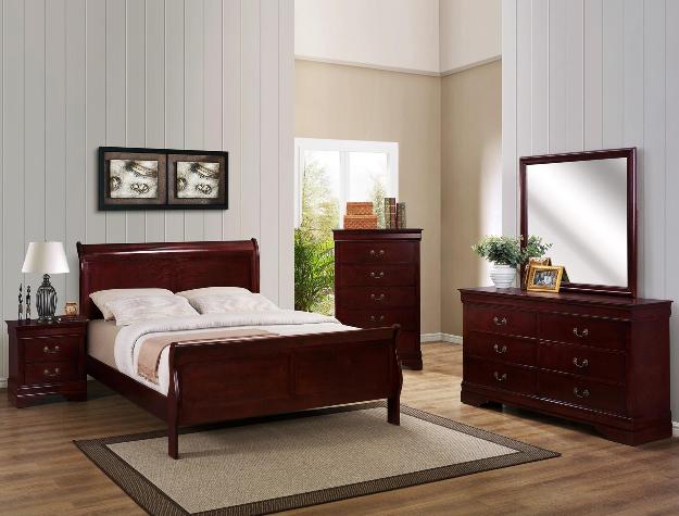 Louis Philip Cherry Bed - WCC Furniture & Mattress Center Lafayette & Lake Charles