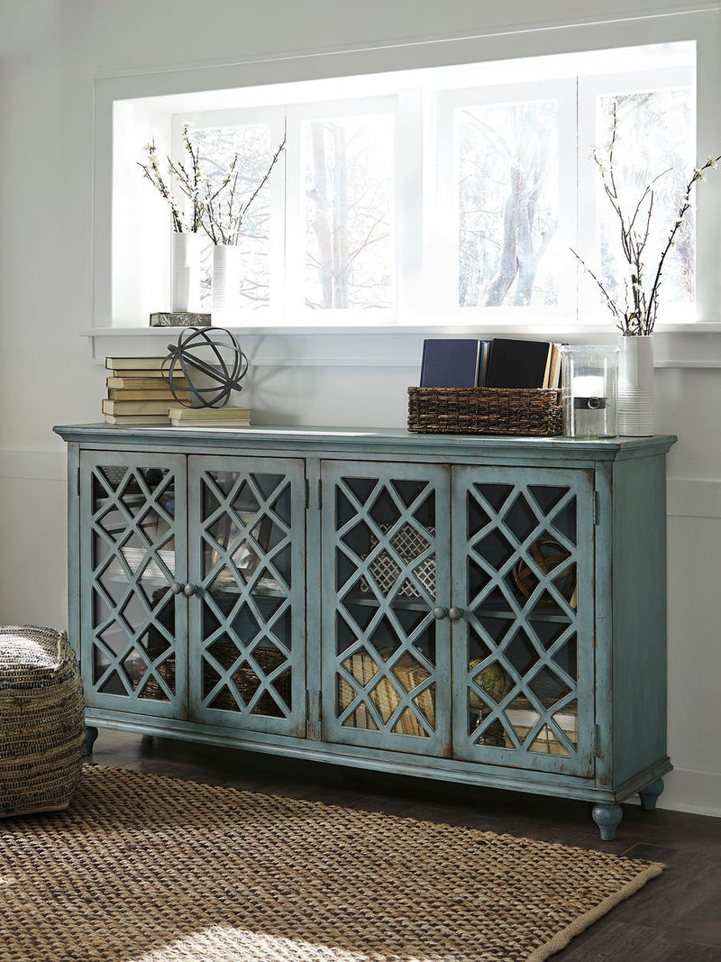 Mirimyn Antique Teal Door Accent Cabinet - WCC Furniture & Mattress Center Lafayette & Lake Charles