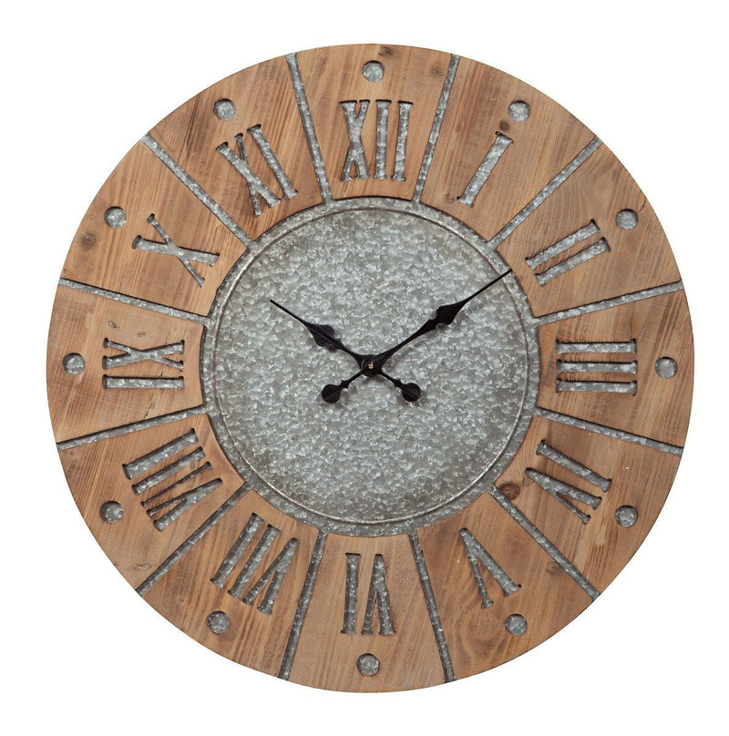 Payson Antique Gray/Natural Wall Clock - WCC Furniture & Mattress Center Lafayette & Lake Charles