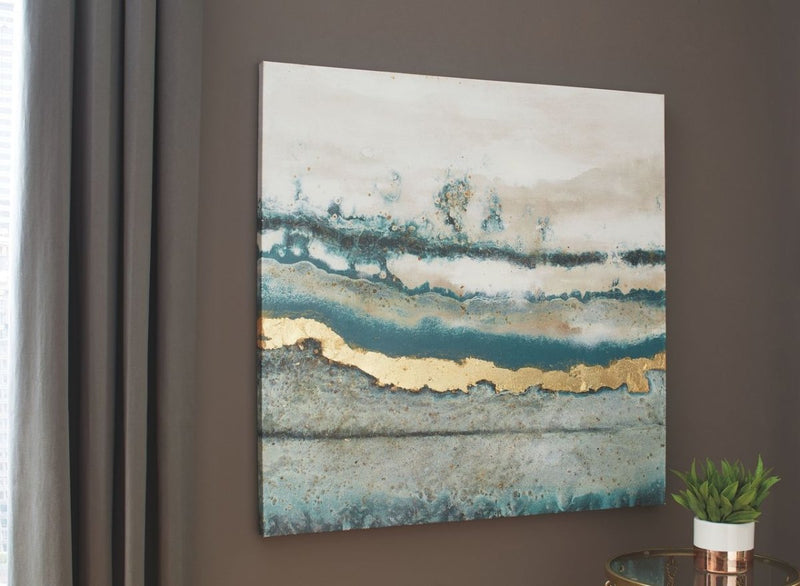 Praveen Blue Spruce/White Wall Art - WCC Furniture & Mattress Center Lafayette & Lake Charles