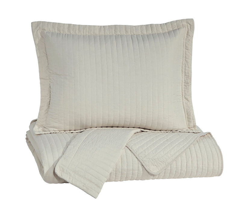 Raleda Buff King Coverlet Set - WCC Furniture & Mattress Center Lafayette & Lake Charles