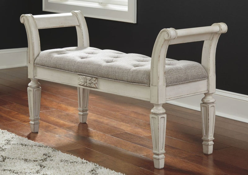 Realyn Antique White Accent Bench - WCC Furniture & Mattress Center Lafayette & Lake Charles