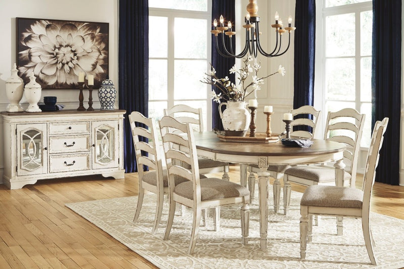 Realyn Chipped White 7 Pc. Oval Table Set - WCC Furniture & Mattress Center Lafayette & Lake Charles