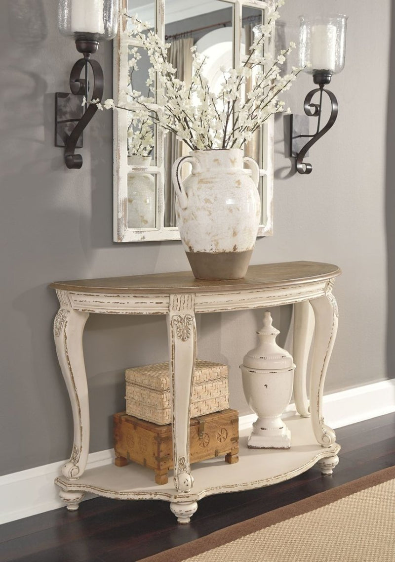 Realyn White/Brown Sofa Table - WCC Furniture & Mattress Center Lafayette & Lake Charles