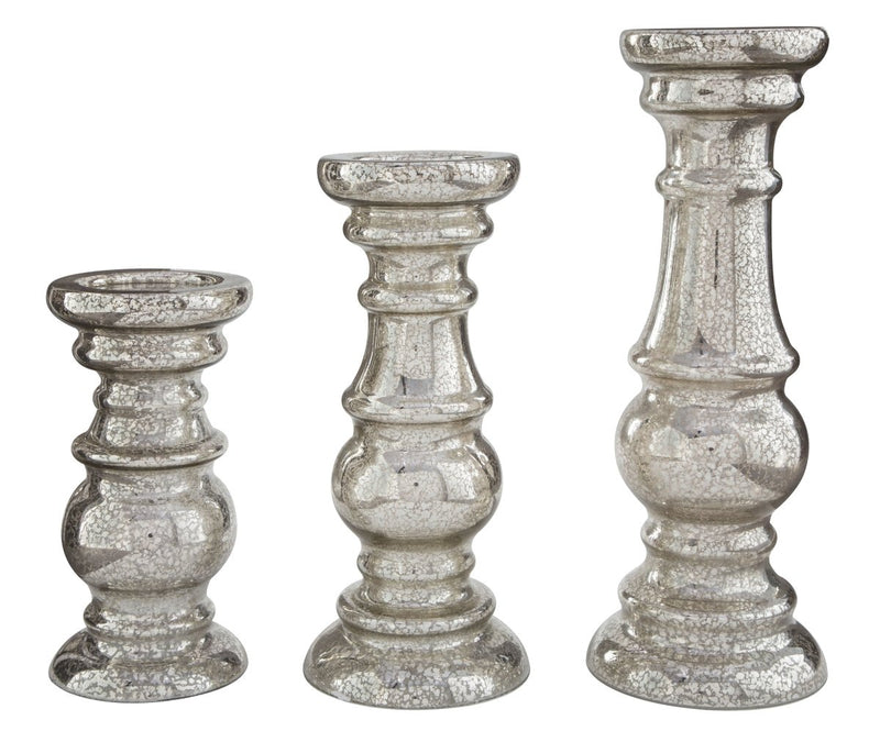 Rosario Silver Finish Candle Holder Set (3/CN) - WCC Furniture & Mattress Center Lafayette & Lake Charles