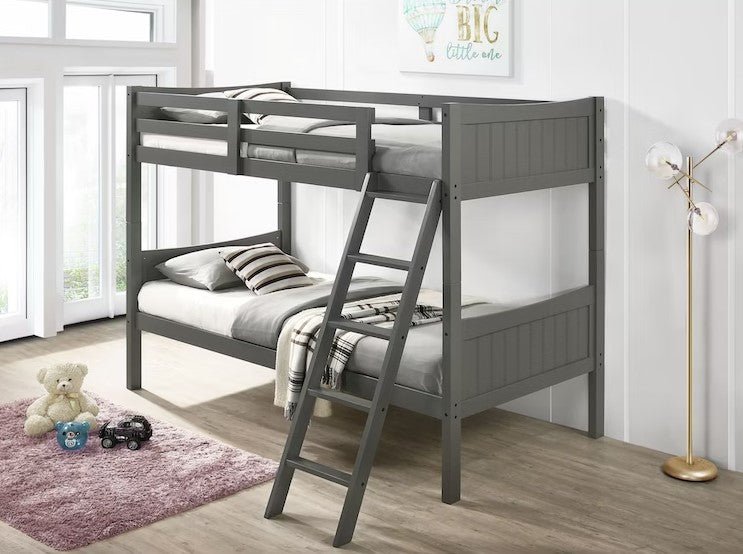 Sami Grey Twin/Twin Bunk Bed w/Ladder - WCC Furniture & Mattress Center Lafayette & Lake Charles