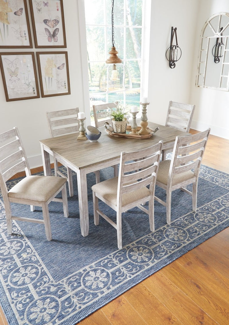 Skempton White/Light Brown 7 Piece Dining Room Table Set - WCC Furniture & Mattress Center Lafayette & Lake Charles